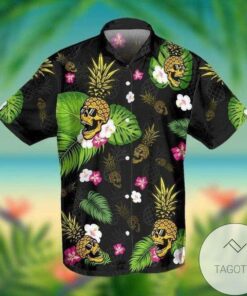 Find Skull Tropical Pineapple Hawaiian Shirt