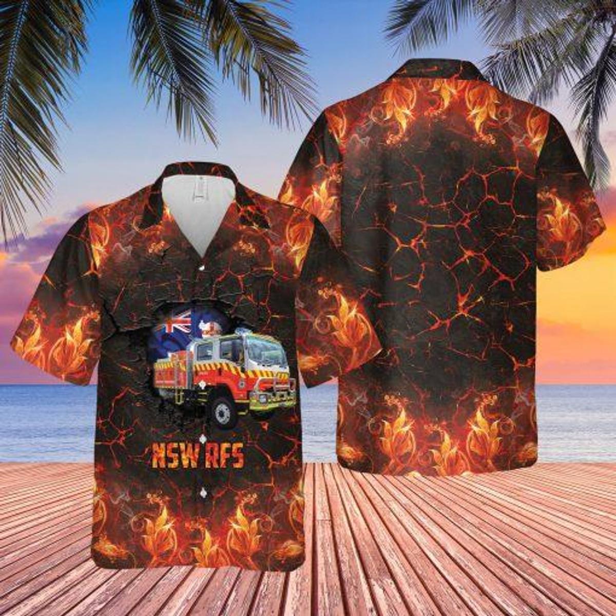 New South Wales Fire Truck Hawaiian Shirt