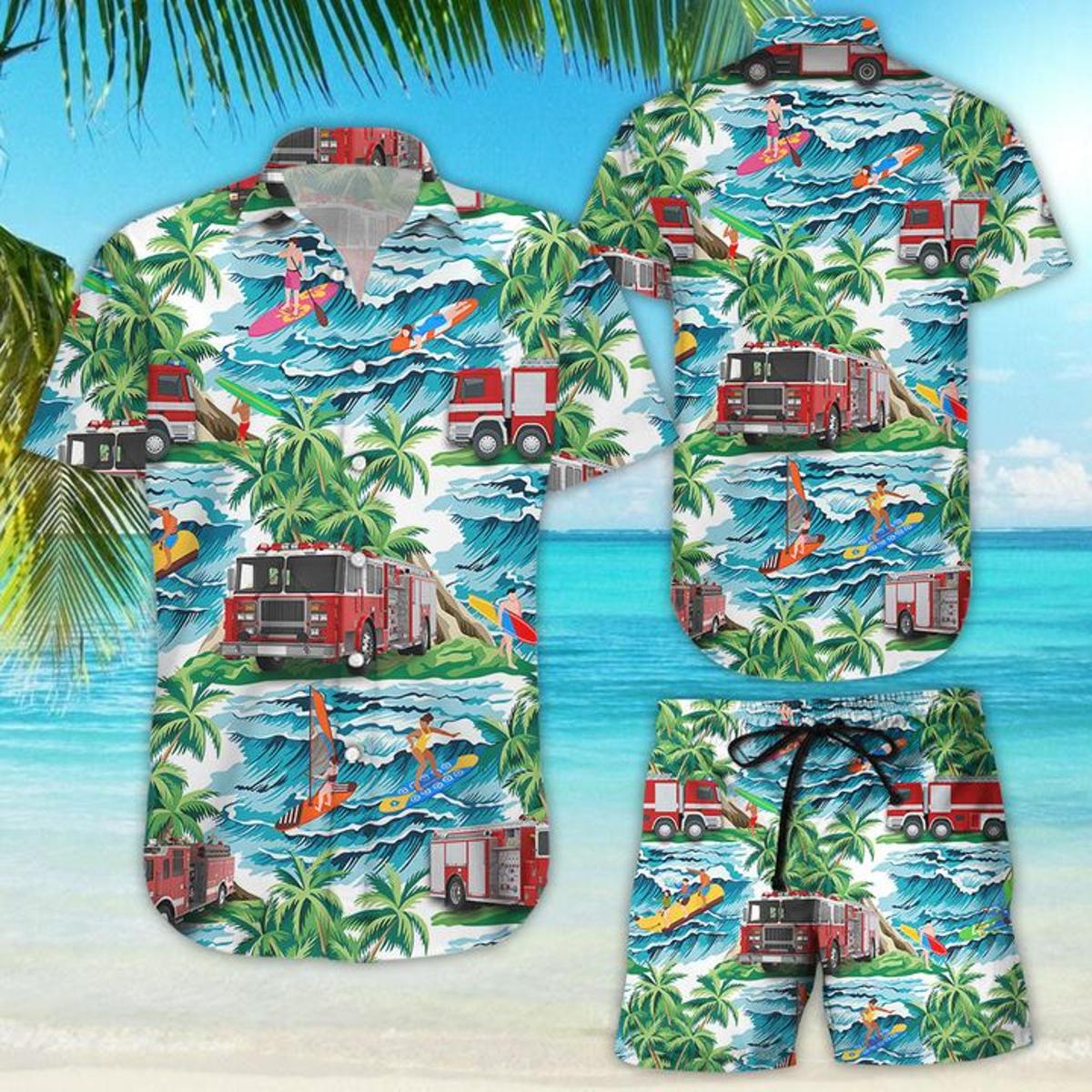 New South Wales Fire Truck Hawaiian Shirt