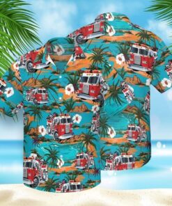 Fire Truck Summer Hawaiian Shirt Shorts Summer Shirt