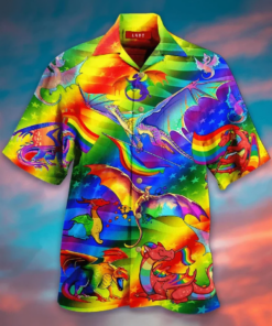 Color Eagle American Pride Rainbow Hawaiian Shirt Gifts Idea