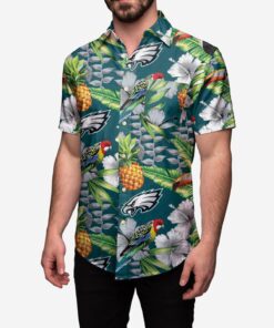 Floral Button Up Philadelphia Eagles Hawaiian Shirt