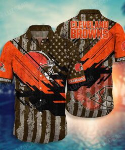 Football American Flag Cleveland Browns Hawaiian Shirt For Men Women