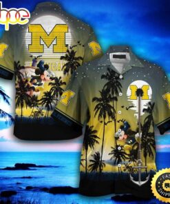 For Disney Lovers Mickey Mouse Michigan Wolverines Hawaiian Shirt Outfit For Men