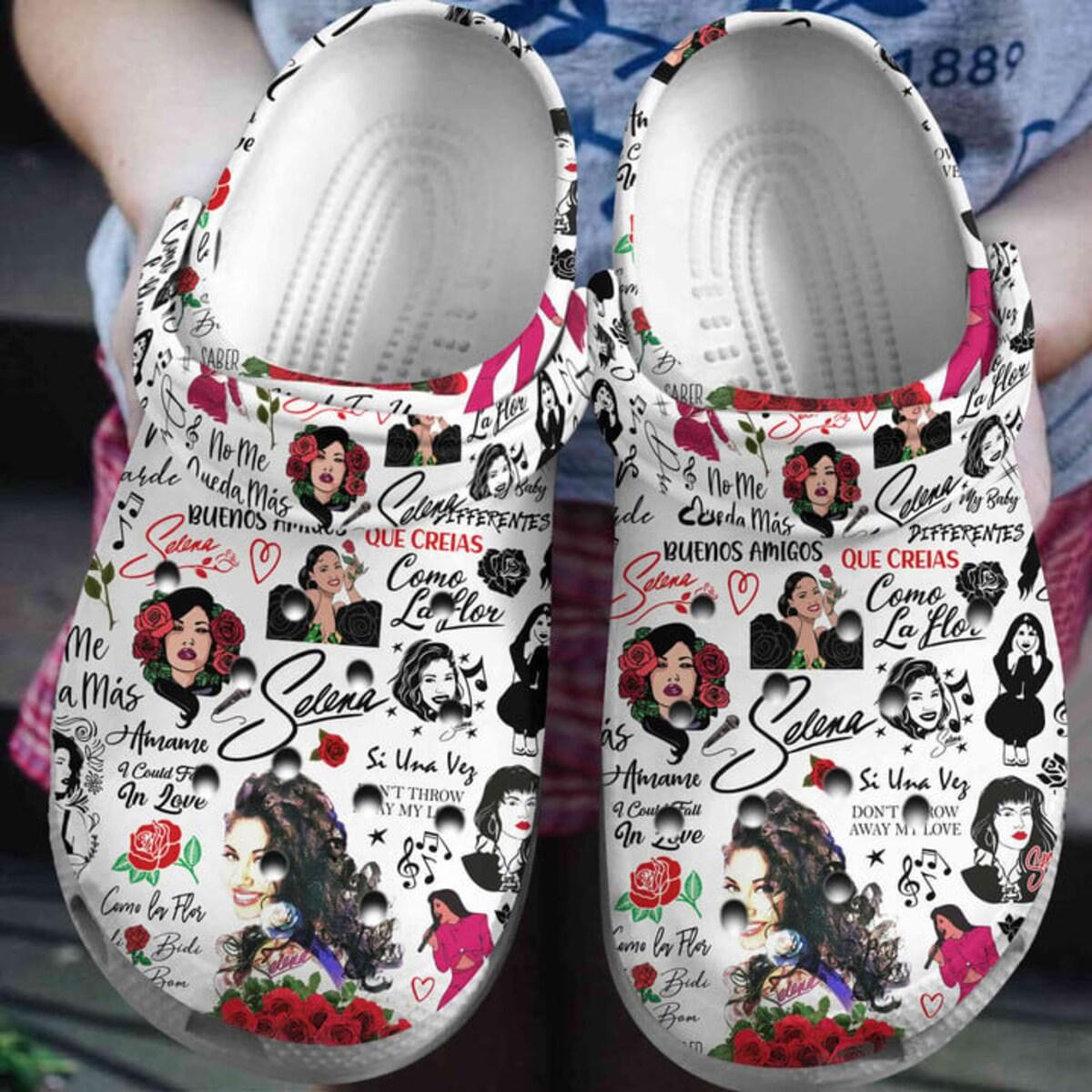 Como La Flor Funny Slippers Selena Quintanilla Crocs For Fans