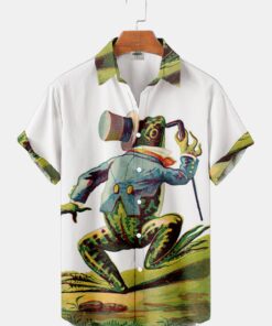 Fydude Men’s Ukiyo-e Kermit The Frog Hawaiian Shirt For Men Women