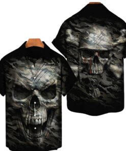 Gothic Skull Polyester Goth Hawaiian Shirt Size Fron S To 5xl