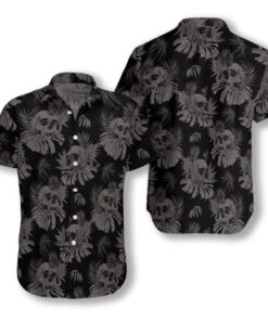 Gothic Skull With Butterfly Goth Hawaiian Shirt