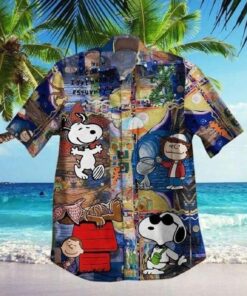 Graphic Print Short Sleeve Snoopy Hawaiian Shirt