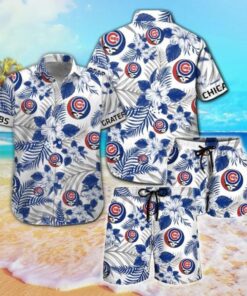 Tropical Flower Cubs Hawaiian Shirt Outfit For Men