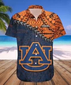 Short Sleeve Button Up Tropical Auburn Hawaiian Shirt Gifts Idea