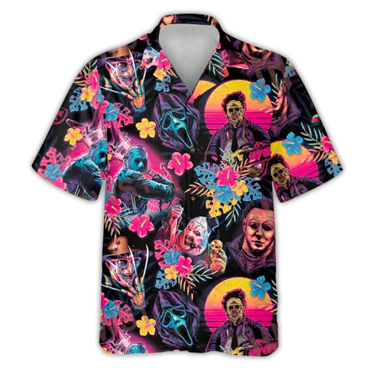 Horror Movie Retro Flower Tropical Style Hawaiian Shirt Best Gift