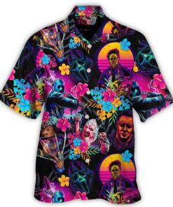 Halloween All Horror Movie Retro Tropical Style Hawaiian Shirt Summer Gift