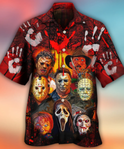 Halloween Horror Movie Characters Blood Scary Hawaiian Shirt Gift