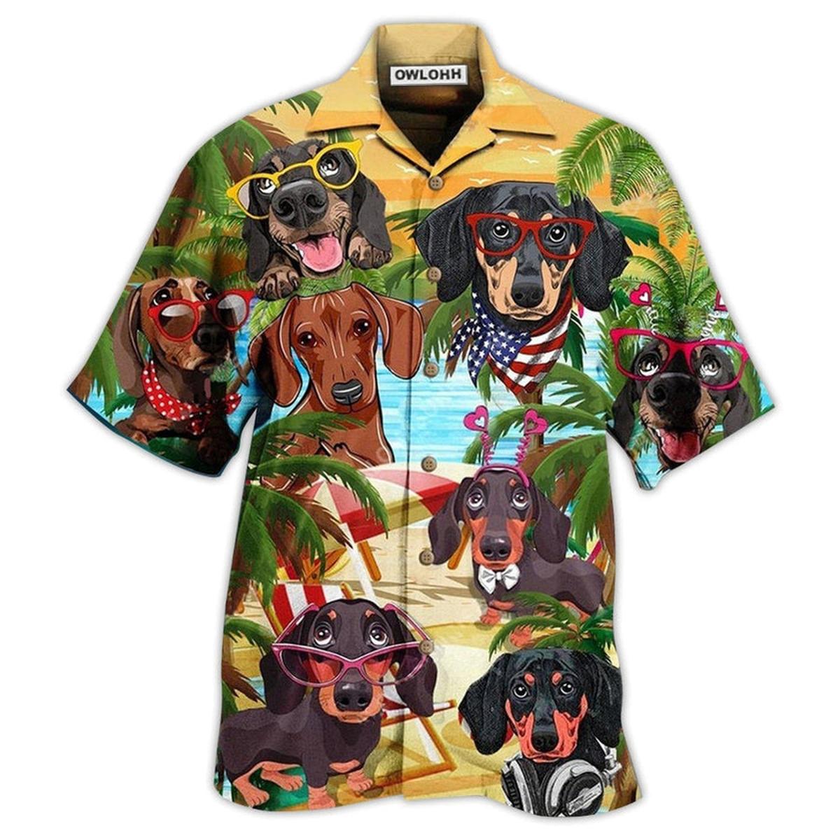 Beach Summer Hawaiian Dachshund Shirt Gifts Idea