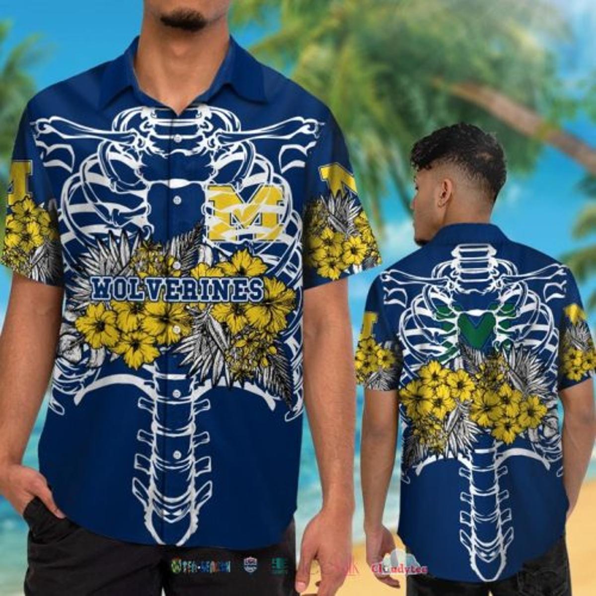 Hawaiian Michigan Shirt Football Logo Authentic