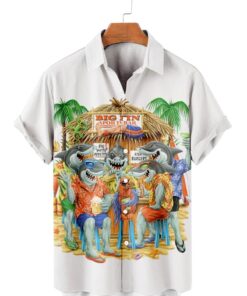 Hawaiian Shark Casual Lapel Hawaiian Shirt For Men, Women