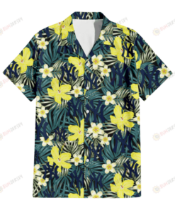 Hibiscus Green Palm Leaf Black New York Yankees Hawaiian Shirt Outfit For Men 2