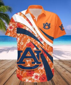 Short Sleeve Button Up Tropical Auburn Hawaiian Shirt Gifts Idea