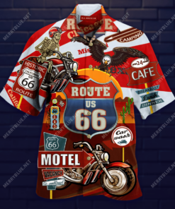 Very Cool Route 66 Signage On Black Background Hawaiian Shirt