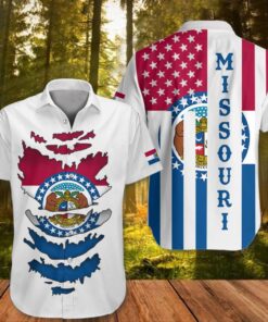 Honor Flag Missouri State Apparel Patriotic Mizzou Hawaiian Shirt