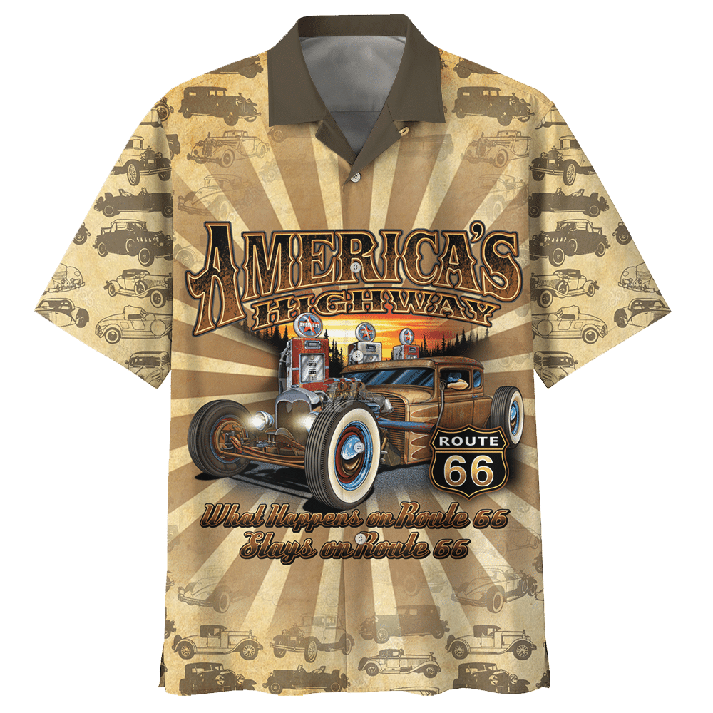 Custom Face Route 66 Hawaiian Shirt For Fans