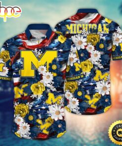 Independence Day Michigan Wolverines Hawaiian Shirt Outfit For Men