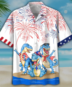 Independence’s Day 3d Full Dinosaur Print Hawaiian Shirt