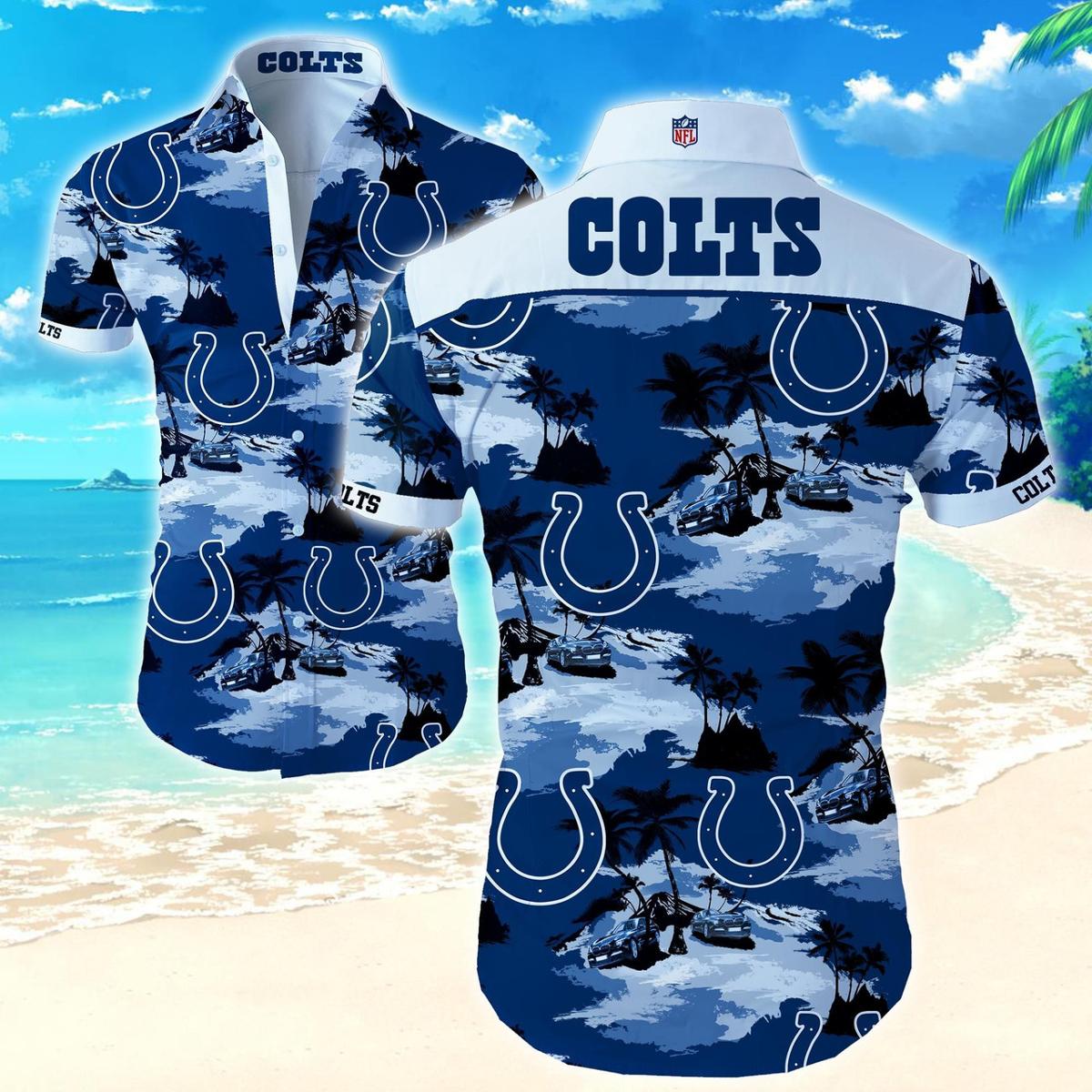 Indianapolis Dark Blue And Indigo Blue Colts Hawaiian Shirt Outfit For Men