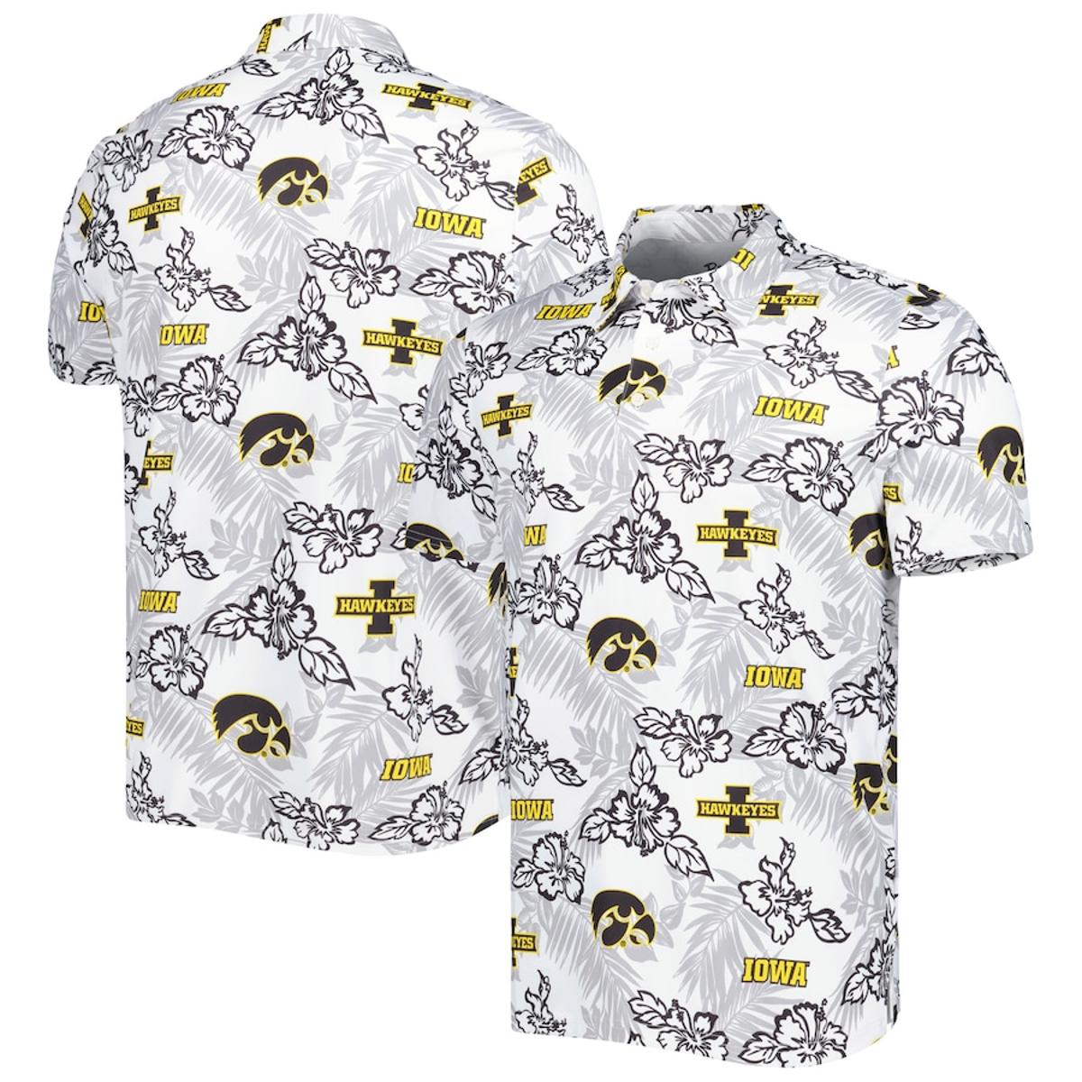 Iowa Hawkeyes Tropical Floral Custom Name Hawaiian Shirt Gift