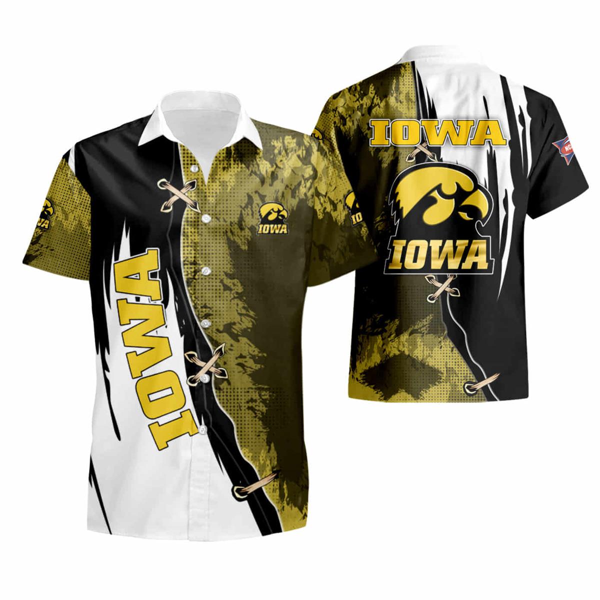 Iowa Hawkeyes Floral Button Up Hawaiian Shirt Gift For Fans