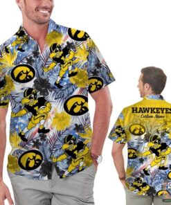 Iowa Hawkeyes Floral Button Up Hawaiian Shirt Gift For Fans