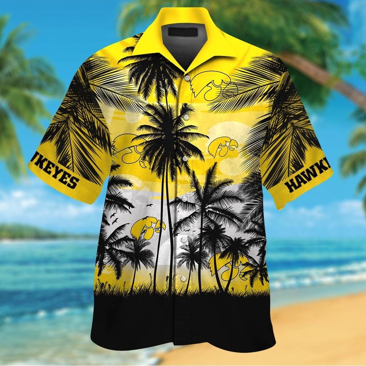 Iowa Hawkeyes Logo Pattern Hawaiian Shirt Gift For Fans