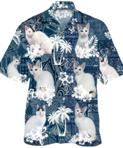 Japanese Bobtail White Cat Hawaiian Shirt Aloha Shirts For Fans