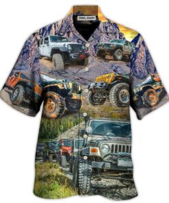 Jeep In The Mountain Sunset Hawaiian Shirt