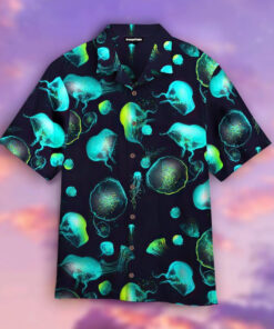 Neon Jellyfish Under The Sea Hawaiian Shirt Size Fron S To 5xl