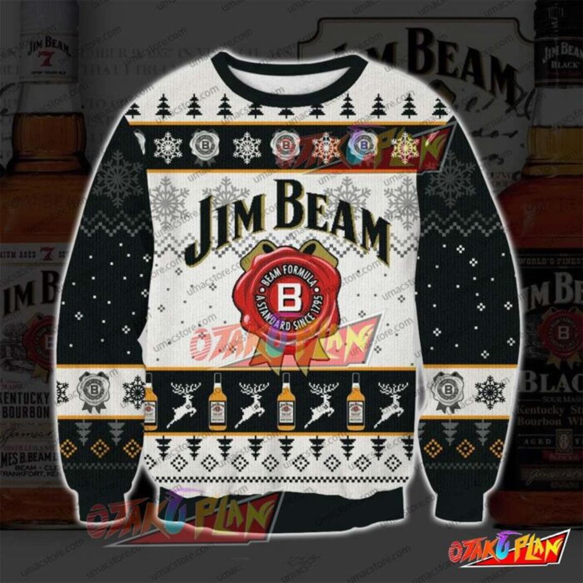 Scenes With Jim Beam Bourbon Ugly Christmas Sweater Gift