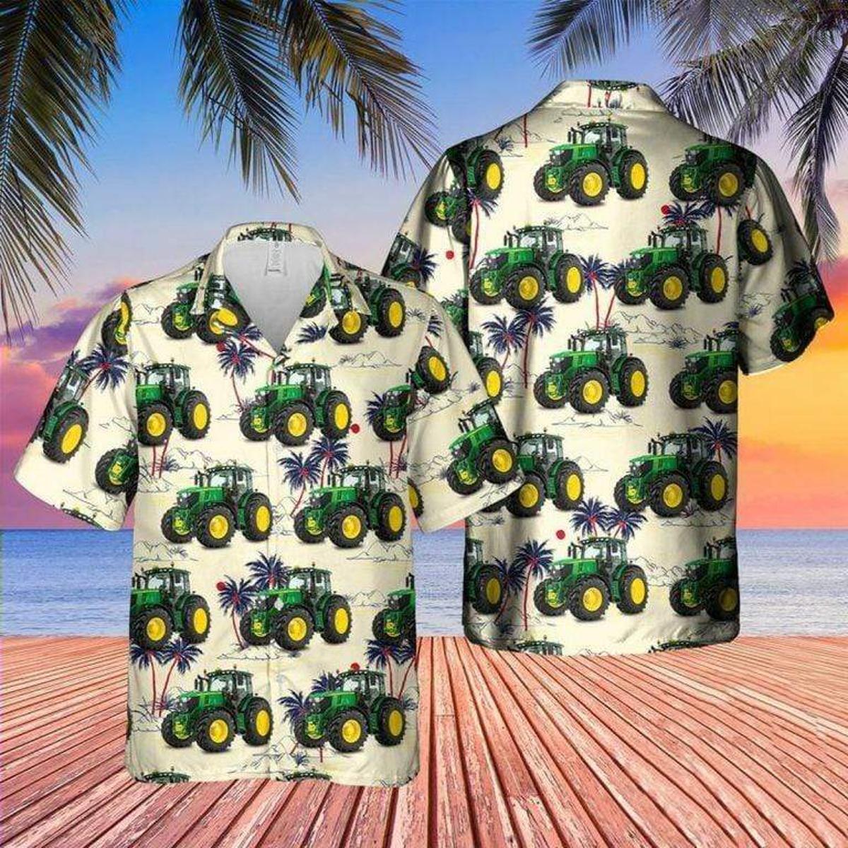 John Deere Lawn Tractor Hawaiian Shirt Gift