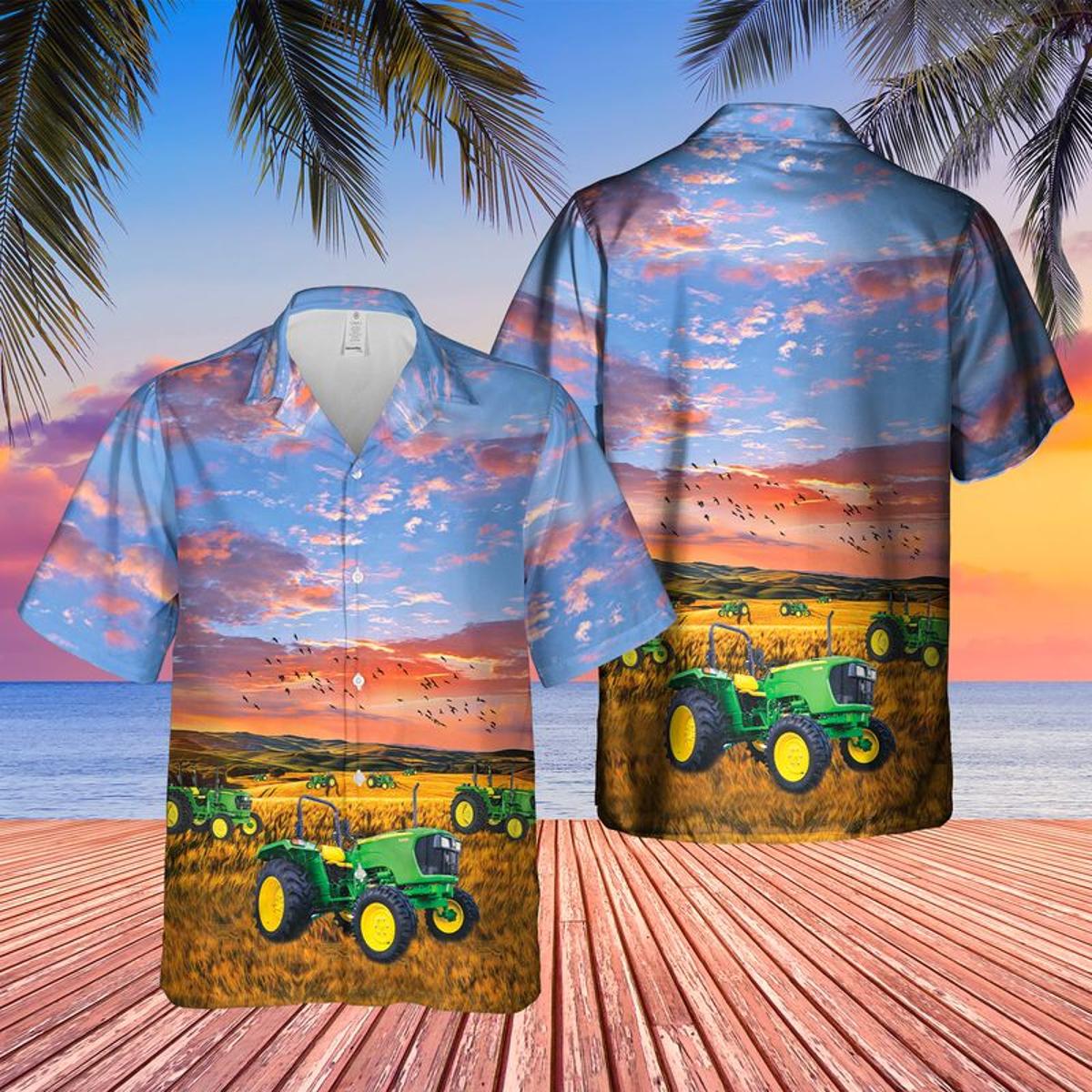 Tropical Summer Beach John Deere Hawaiian Shirt Gifts Idea