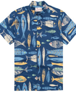 Kahala Shirts Fresh Fish Navy Hawaiian Shirt Gift