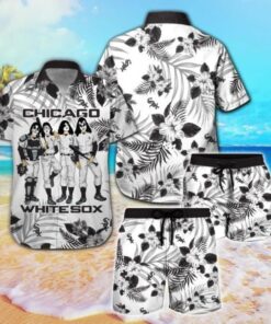 Kiss Short Sleeve Button Up Tropical Chicago White Sox Hawaiian Shirt