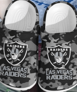 Personalized Las Vegas Raiders Mascot Ripped Flag Crocs Sandals