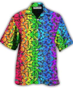 Lgbt Color Tropical Floral Rainbow Hawaiian Shirt For Men Women