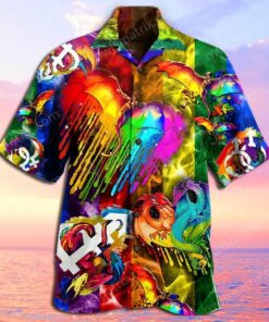 Lgbt Symbols Neon Colorful Rainbow Aloha Shirt Gifts Idea