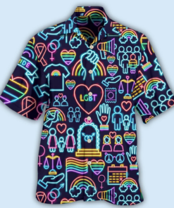 Lgbt Symbols Neon Colorful Rainbow Aloha Shirt Gifts Idea