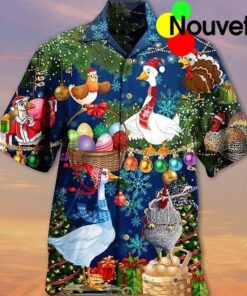 Lovely Goose And Chicken Welcome Thanksgiving And Christmas Top Gun Hawaiian Shirt