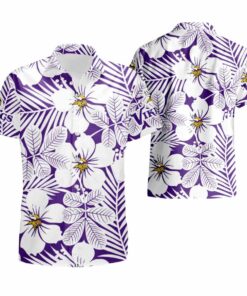 Many Logo And Flower Minnesota Vikings Hawaiian Shirt Gifts Idea