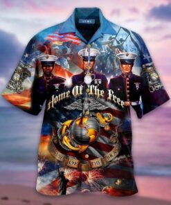 Marine Corps Home Of The Free Because Of The Brave Hawaiian Shirt For Fans