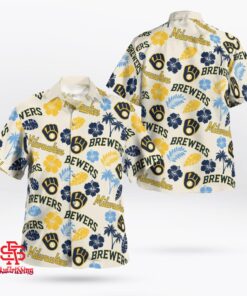 Mb Flower And Palm Trees Hawaiian Brewers Shirt