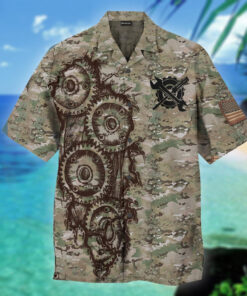 Mechanic Us Army Veteran Camo Hawaiian Shirt Gift